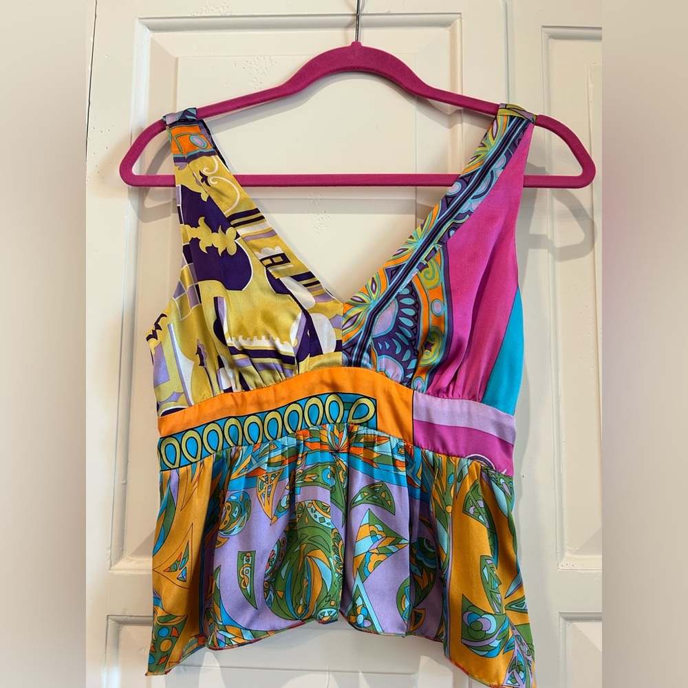 STUNNING Vibrant Alice & Trixie Multicolor Silk Crop Top